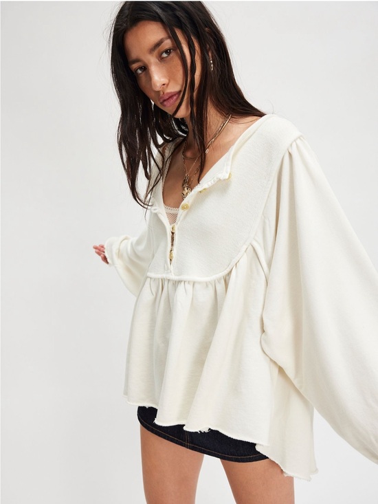 Free People Tops - Free People About a Girl Pullover Sweatshirt in Alabastor
